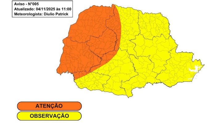Foto: Simepar Simepar alerta para novos temporais nos próximos dias; Defesa Civil orienta cuidados